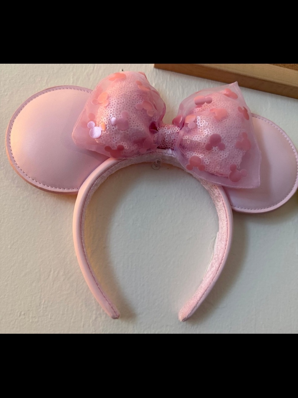 Disney Parks Exclusive Pink Leather and Sequin Minnie Ears